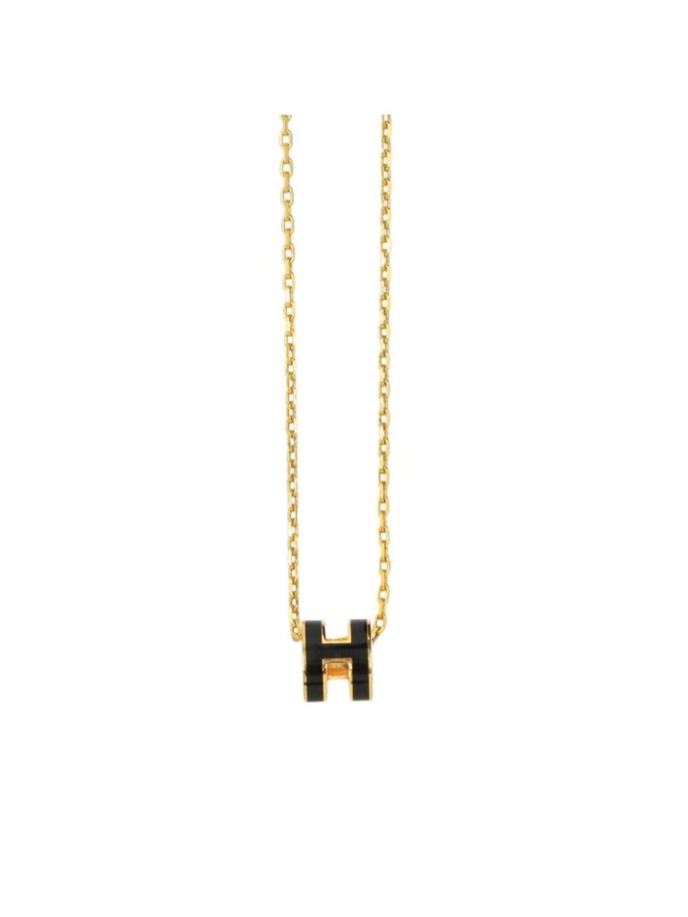 Hermes Mini Pop H Necklace Black Gold